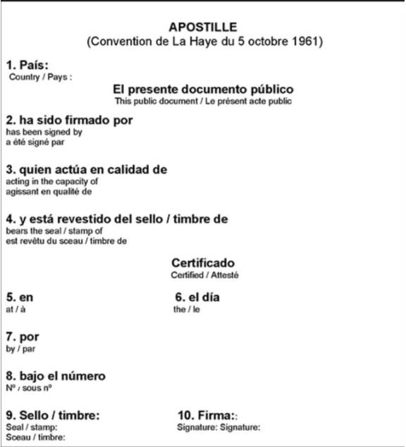 apostilla internacional